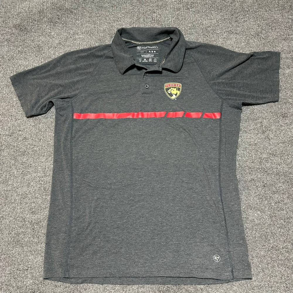 Florida Panthers Mens Medium Gray Short Sleeve Performance Polo Shirt 47 Forward